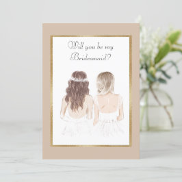Kommer du att bli min Bridesmaid Bröllop Guld? Inbjudningar