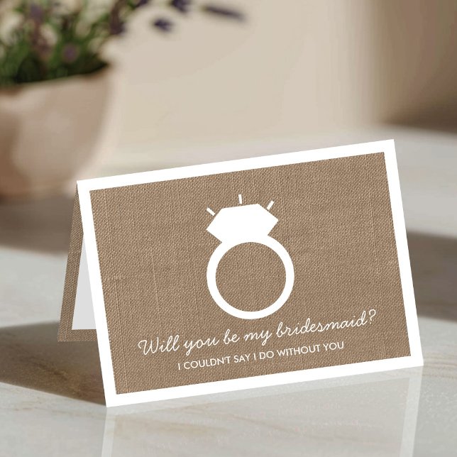 Kommer du att bli min Bridesmaid? Burlap Ring-kort Inbjudan (Skapare uppladdad)