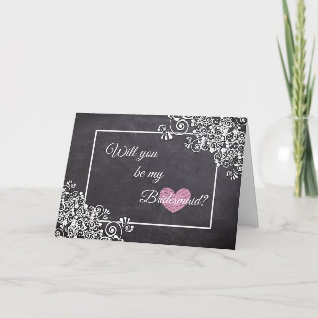 Kommer du att bli min Bridesmaid Card Chalkboard S Inbjudan (Framsida)
