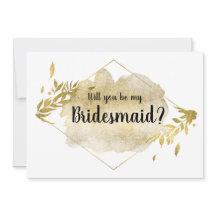 Kommer du att bli min Bridesmaid Card Guld Foliage