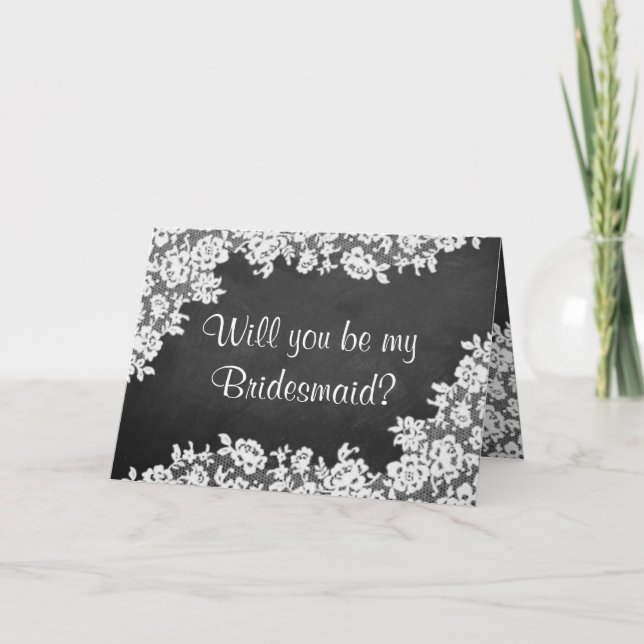 Kommer du att bli min Bridesmaid? Chalkboard & Snö Inbjudan (Framsida)
