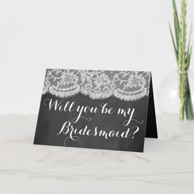Kommer du att bli min Bridesmaid? Chalkboard & Snö Inbjudan (Framsida)