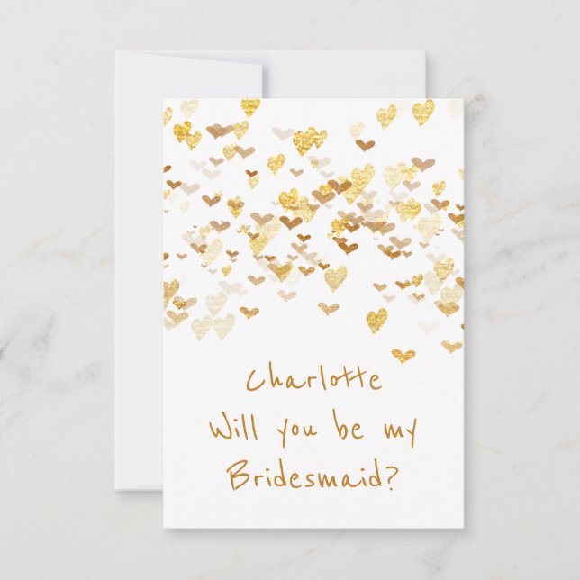 Kommer du att bli min Bridesmaid? Confetti Golden  Inbjudningar (Framsida)