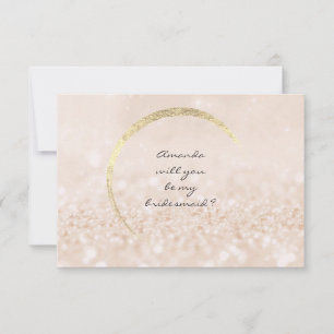 Kommer du att bli min Bridesmaid Creamy Guld Glitt Inbjudningar