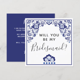 Kommer du att bli min Bridesmaid? Delfts Blauw Del Inbjudningar