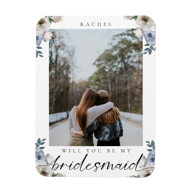 Kommer du att bli min Bridesmaid Dusty Blue Ro Pho Magnet (Vertikal)