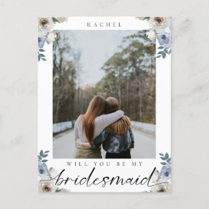 Kommer du att bli min Bridesmaid Dusty Blue Ro Pho Vykort