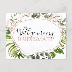 Kommer du att bli min Bridesmaid Eucalyptus Greene Meddelande Vykort