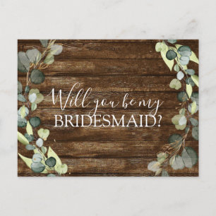 Kommer du att bli min Bridesmaid Eucalyptus Greene Meddelande Vykort