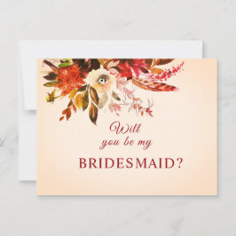 Kommer du att bli min Bridesmaid Fall Blommigt  Iv Vykort