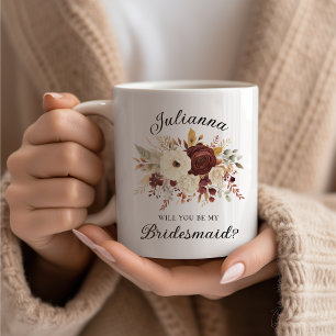 Kommer du att bli min Bridesmaid? Fall Blommigt Kaffemugg