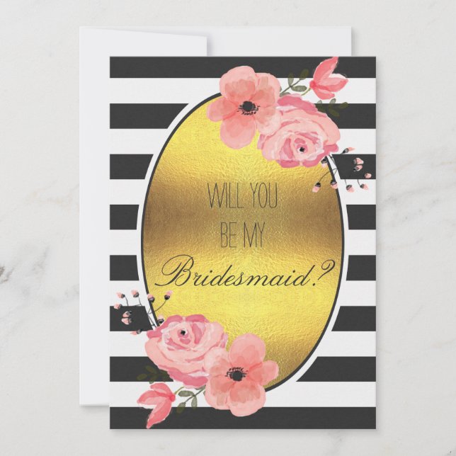 Kommer du att bli min bridesmaid Faux Gold Foil Fl Inbjudningar (Framsida)