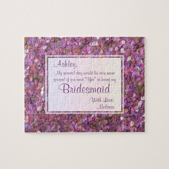 Kommer du att bli min Bridesmaid? Festive Confetti Pussel (Horisontell)