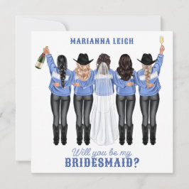 Kommer du att bli min Bridesmaid? Flickor i Denim  Inbjudningar