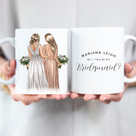 Kommer du att bli min Bridesmaid? Flickor i GOwen Kaffemugg