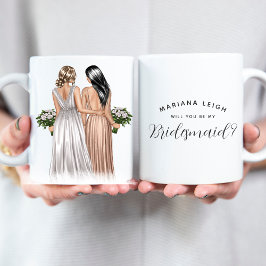 Kommer du att bli min Bridesmaid? Flickor i GOwen Kaffemugg