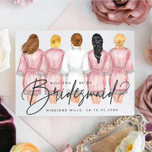 Kommer du att bli min Bridesmaid? Flickor i Robes- Inbjudningar