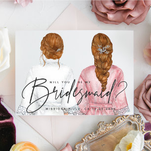 Kommer du att bli min Bridesmaid? Flickor i Robes- Inbjudningar