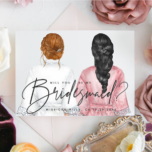 Kommer du att bli min Bridesmaid? Flickor i Robes- Inbjudningar