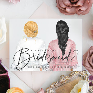 Kommer du att bli min Bridesmaid? Flickor i Robes- Inbjudningar