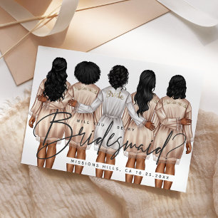 Kommer du att bli min Bridesmaid? Flickor i Robes Inbjudningar