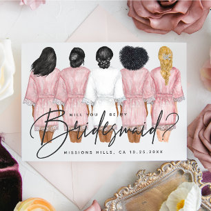 Kommer du att bli min Bridesmaid? Flickor i Robes- Inbjudningar
