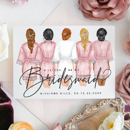 Kommer du att bli min Bridesmaid? Flickor i Robes- Inbjudningar