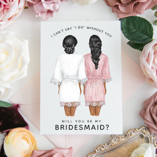 Kommer du att bli min Bridesmaid? Flickor i Robes- Inbjudningar