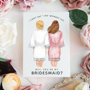 Kommer du att bli min Bridesmaid? Flickor i Robes- Inbjudningar