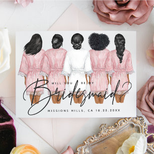 Kommer du att bli min Bridesmaid? Flickor i Robes- Inbjudningar