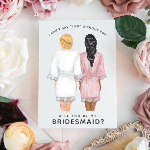 Kommer du att bli min Bridesmaid? Flickor i Robes- Inbjudningar