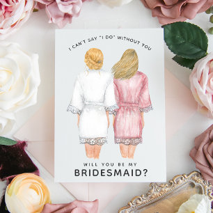 Kommer du att bli min Bridesmaid? Flickor i Robes- Inbjudningar