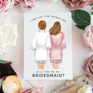 Kommer du att bli min Bridesmaid? Flickor i Robes- Inbjudningar
