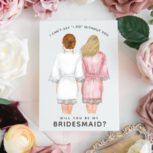 Kommer du att bli min Bridesmaid? Flickor i Robes- Inbjudningar