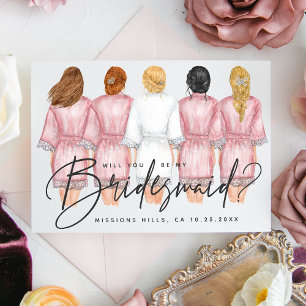 Kommer du att bli min Bridesmaid? Flickor i Robes- Inbjudningar