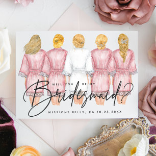 Kommer du att bli min Bridesmaid? Flickor i Robes- Inbjudningar
