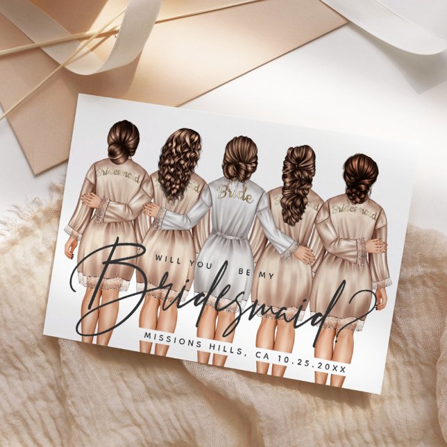 Kommer du att bli min Bridesmaid? Flickor i Robes  Inbjudningar (Skapare uppladdad)