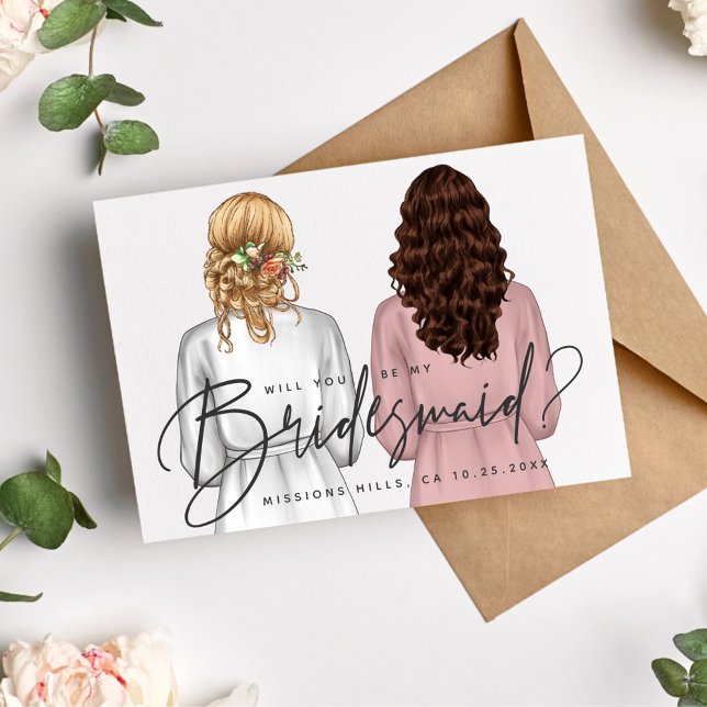 Kommer du att bli min Bridesmaid? Flickor i Robes  Inbjudningar (Skapare uppladdad)