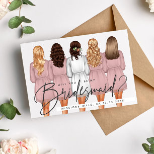 Kommer du att bli min Bridesmaid? Flickor i Robes Inbjudningar
