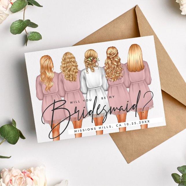 Kommer du att bli min Bridesmaid? Flickor i Robes  Inbjudningar (Skapare uppladdad)