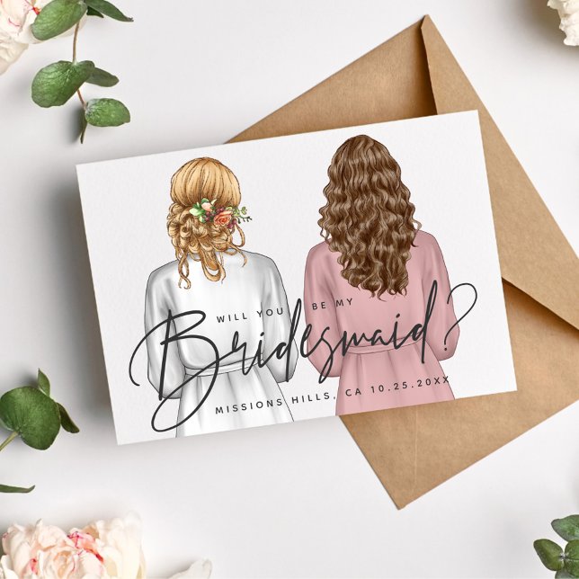 Kommer du att bli min Bridesmaid? Flickor i Robes  Inbjudningar (Skapare uppladdad)