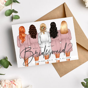 Kommer du att bli min Bridesmaid? Flickor i Robes Inbjudningar