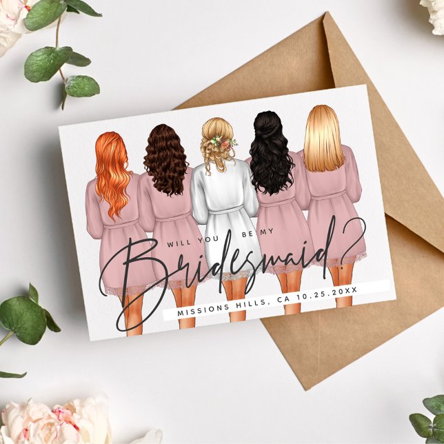 Kommer du att bli min Bridesmaid? Flickor i Robes  Inbjudningar (Skapare uppladdad)