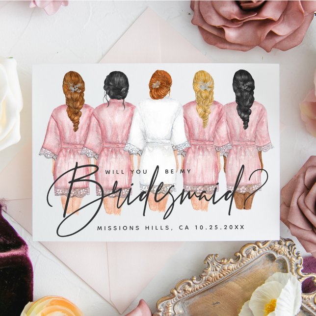 Kommer du att bli min Bridesmaid? Flickor i Robes- Inbjudningar (Skapare uppladdad)