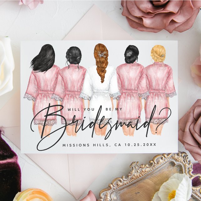 Kommer du att bli min Bridesmaid? Flickor i Robes- Inbjudningar (Skapare uppladdad)