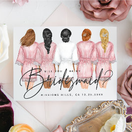 Kommer du att bli min Bridesmaid? Flickor i Robes- Inbjudningar