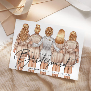 Kommer du att bli min Bridesmaid? Flickor i Robes Inbjudningar