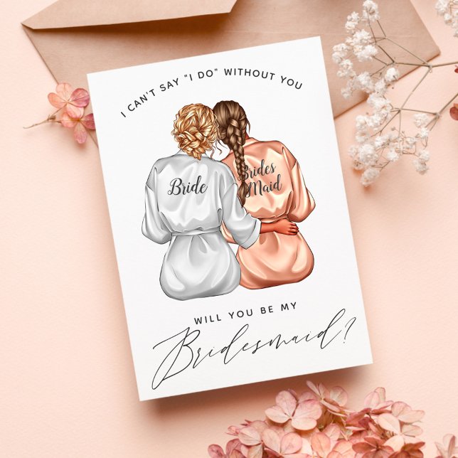 Kommer du att bli min Bridesmaid? Flickor i Silke  Inbjudningar (Skapare uppladdad)