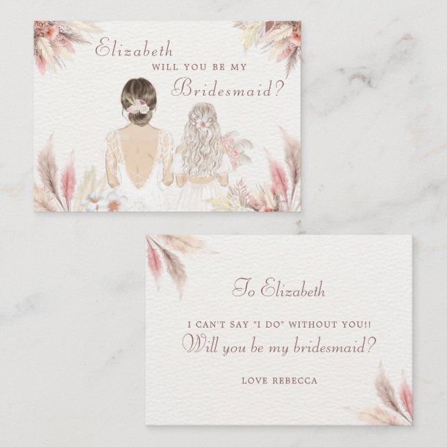 Kommer du att bli min Bridesmaid Flower Girl Frier Anteckningskort (Fram/baksida)