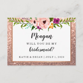 Kommer du att bli min bridesmaid Flower Glitter Ro Inbjudningar